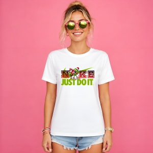 Tricou Grinch Stil Urban Rosu Verde Streetwear Craciun Design, din bumbac 100% Copii | Dama | Barbat - Img 3