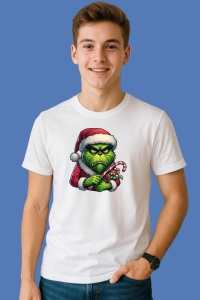 Tricou Grinch Suparat De Craciun, din bumbac 100%, tricou alb, Copii | Dama | Barbat