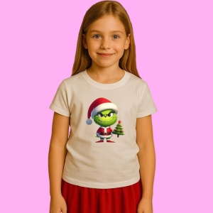 Tricou Grinch Tinand Brad Mic Cu Caciula Pufoasa, din bumbac 100%, tricou alb, Copii | Dama | Barbat - Img 2