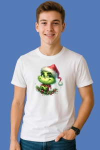 Tricou Grinch Vesel Cu Coronita De Craciun, din bumbac 100%, tricou alb, Copii | Dama | Barbat - Img 3