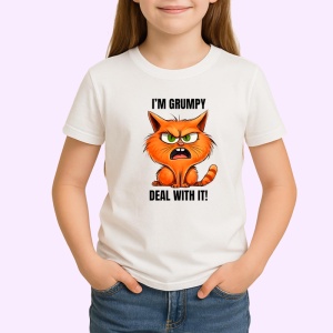 Tricou grumpy cat deal with it pisica nervoasa mesaj comic, Copii | Dama | Barbat