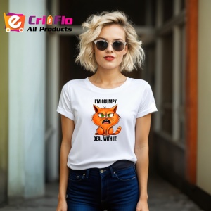 Tricou grumpy cat deal with it pisica nervoasa mesaj comic, Copii | Dama | Barbat - Img 11