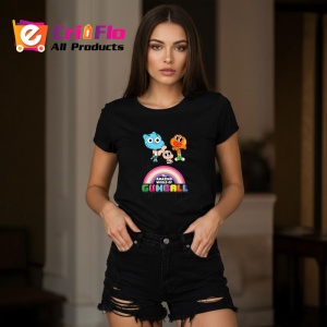 Tricou Gumball aventuri amuzante cu fratii waterson sub curcubeu, Copii | Dama | Barbat , tricou negru - Img 7
