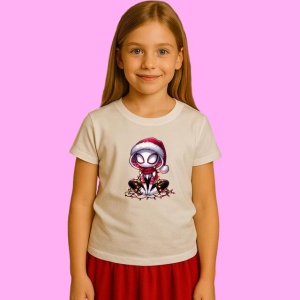 Tricou Gwen Christmas Chibi Cu Lumini, din bumbac 100%, tricou alb, Copii | Dama | Barbat - Img 1