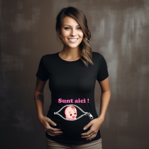 Tricou haios de dama personalizat Sunt aici! sunt fetita - Img 2