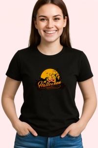 Tricou Halloween Logo, din bumbac 100%, tricou negru, Dama | Barbat