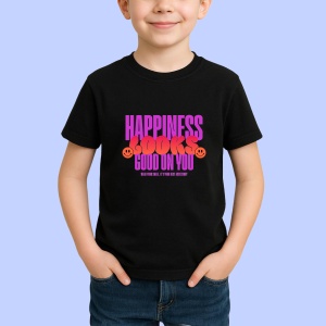 Tricou Happiness Looks Good On You Negru, Copii | Dama | Barbat
