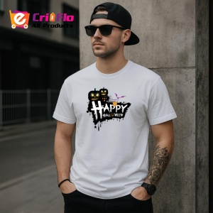 Tricou Happy Halloween Dark Art, din bumbac 100%, tricou alb, Dama | Barbat - Img 3