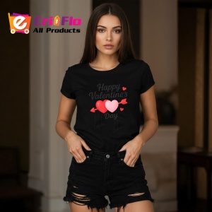 Tricou Happy Valentines Day Inimi Roz V2, din bumbac 100%, tricou negru Copii | Dama | Barbat - Img 7
