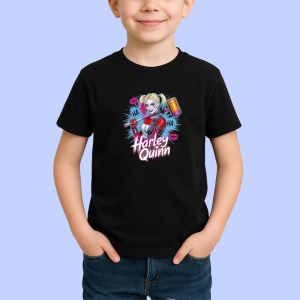Tricou Harley quinn expresie amuzanta cu bautura, Copii | Dama | Barbat , tricou negru - Img 2