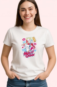 Tricou harley quinn stil comic fundal albastru, Copii | Dama | Barbat - Img 4
