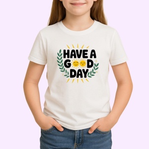 Tricou Have A Good Day Design Minimalist Gri V1, din bumbac 100% , tricou alb pentru Copii | Dama | Barbat - Img 2