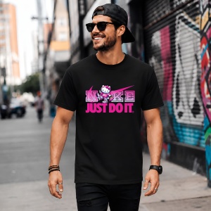Tricou Hello Kitty Pink Aesthetic Street Fashion Girl Power, din bumbac 100%, tricou negru, Copii | Dama | Barbat - Img 5