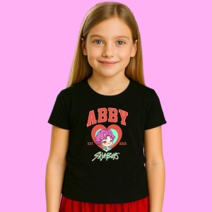 Tricou Huntrix K Pop Hunters Demon Abby Portret Chibi Pastel, din bumbac 100%, tricou negru, Copii | Dama | Barbat - Img 2