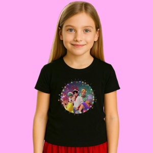 Tricou Huntrix K Pop Hunters Demon Art Girl Purple Santa Edition, din bumbac 100%, tricou negru, Copii | Dama | Barbat