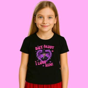 Tricou Huntrix K Pop Hunters Demon Derpy Mesaj But Daddy Heart, din bumbac 100%, tricou negru, Copii | Dama | Barbat - Img 2