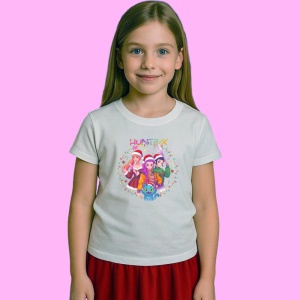 Tricou Huntrix K Pop Hunters Demon Grup Fete Pisica Albastra Design Craciun, din bumbac 100%, tricou alb, Copii | Dama | Barbat - Img 2