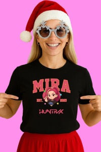 Tricou Huntrix K Pop Hunters Demon Mira Portret Huntrix Logo, din bumbac 100%, tricou negru, Copii | Dama | Barbat - Img 3
