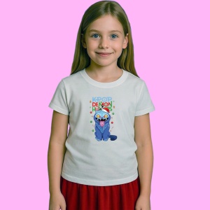 Tricou Huntrix K Pop Hunters Demon Pisica Poster Vertical Text, din bumbac 100%, tricou alb, Copii | Dama | Barbat - Img 2