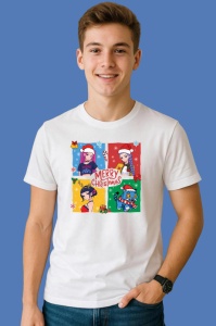 Tricou Huntrix K Pop Hunters Demon Poster Merry Christmas Colorat, din bumbac 100%, tricou alb, Copii | Dama | Barbat - Img 3