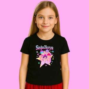 Tricou Huntrix K Pop Hunters Demon Saja Boys Color Pop Star, din bumbac 100%, tricou negru, Copii | Dama | Barbat