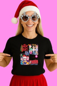 Tricou Huntrix K Pop Hunters Demon Saja Boys Poster Mixt, din bumbac 100%, tricou negru, Copii | Dama | Barbat - Img 2
