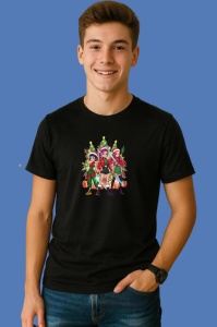 Tricou Huntrix K Pop Hunters Demon Trio Fete Costume Verzi Craciun, din bumbac 100%, tricou negru, Copii | Dama | Barbat - Img 3
