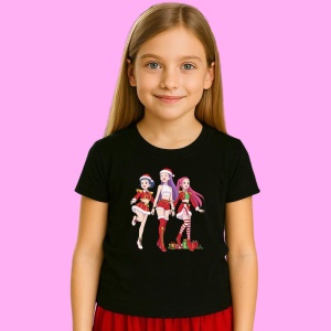 Tricou Huntrix K Pop Hunters Demon Trio Fete Craciun Cu Cadouri, din bumbac 100%, tricou negru, Copii | Dama | Barbat - Img 2