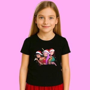 Tricou Huntrix K Pop Hunters Demon Trio Fete Cu Accesorii Craciun, din bumbac 100%, tricou negru, Copii | Dama | Barbat - Img 2