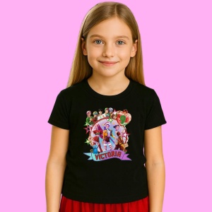 Tricou Huntrix K Pop Hunters Demon Victoria Colaj Fete Sarbatori, din bumbac 100%, tricou negru, Copii | Dama | Barbat - Img 2
