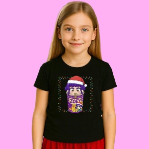 Tricou Huntrix K Pop Hunters Demon Zoey Stil Chibi Poster Festiv, din bumbac 100%, tricou negru, Copii | Dama | Barbat - Img 2