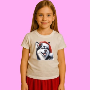 Tricou Husky Craciun Zambitor, din bumbac 100%, tricou alb, Copii | Dama | Barbat - Img 2