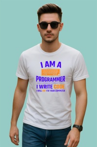 Tricou i am a programmer i write code mesaj ironic calculator, Copii | Dama | Barbat - Img 2