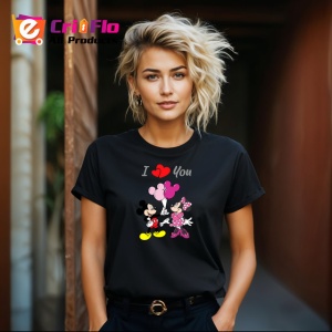 Tricou I Love You Mickey Si Minnie Mouse Impreuna, din bumbac 100%, tricou negru Copii | Dama | Barbat - Img 8