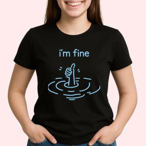Tricou I'm fine Negru, Copii | Dama | Barbat - Img 2