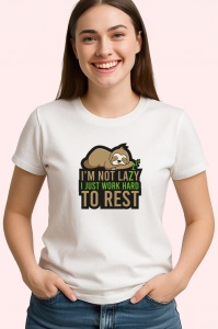 Tricou i m not lazy i just work hard to rest mesaj cu lene, Copii | Dama | Barbat - Img 3