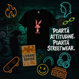 Tricou iepure roz Negru, Copii | Dama | Barbat - Img 10