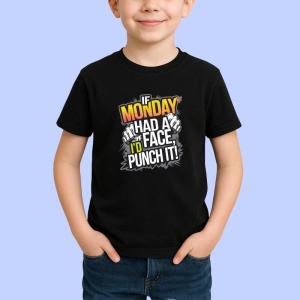 Tricou If Monday Had A Face Id Punch It, Copii | Dama | Barbat, culoare negru - Img 3