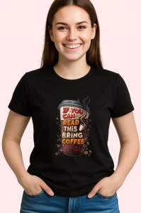 Tricou If You Can Read This Bring Coffee, Copii | Dama | Barbat, culoare negru - Img 3