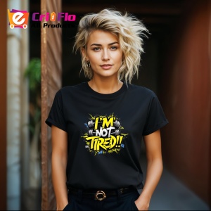 Tricou Im Not Tired Text Galben, Copii | Dama | Barbat, culoare negru - Img 12