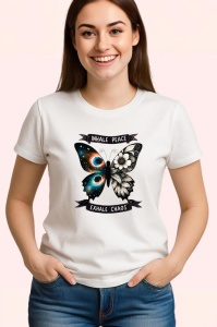 Tricou Inhale peace exhale chaos fluture design galaxie si text de inspiratie Copii | Dama | Barbat Barbat - Img 3