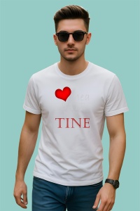 Tricou Inima Mea Bate Pentru Tine, din bumbac 100%, tricou alb, Dama | Barbat - Img 1