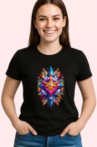 Tricou Inima Stelara Geometrica, Copii | Dama | Barbat, culoare negru - Img 4