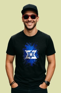 Tricou Israel Steag Splash Art, Copii | Dama | Barbat, culoare negru - Img 2