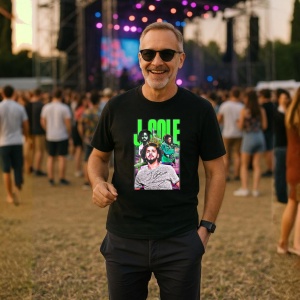 Tricou J. Cole - Neon Theme, muzica Hip-Hop / Pop / Rock, Dama | Barbat | Copii, Culoare Negru - Img 9