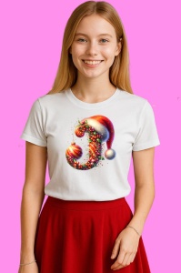 Tricou J Litere Alfabet Craciun Impodobite Cu Decoratiuni, din bumbac 100% Copii | Dama | Barbat - Img 3