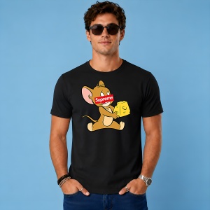 Tricou Jerry Soricelul Cutie Branza Design Urban Red Box Logo, din bumbac 100%, tricou negru, Copii | Dama | Barbat - Img 3