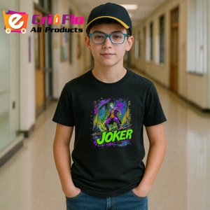 Tricou Joker fundal salbatic galben mov, Copii | Dama | Barbat , tricou negru - Img 5