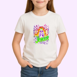 Tricou joker oras in flacari fundal rosu si galben, Copii | Dama | Barbat - Img 3