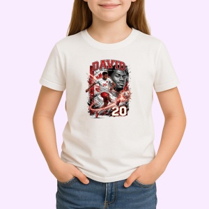 Tricou Jonathan David Canada Atacant Fotbal, din bumbac 100% , tricou alb pentru Copii | Dama | Barbat - Img 2